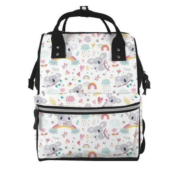 Fuzoiu Cute Koala Print Diaper Bag Backpack,Baby Essentials Travel Tote,Multi function Waterproof Diaper Bag, Travel Essentials Baby Bag - Unisex