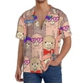 thumbnail image 1 of Fuzoiu Cute Lamas Print Men's Casual Short,Men's Short Sleeve Shirt,Mens Casual Button Down Shirts,Cuban Collar Summer Shirt for Beach, Vacation, and Outdoor Activities-Large, 1 of 5