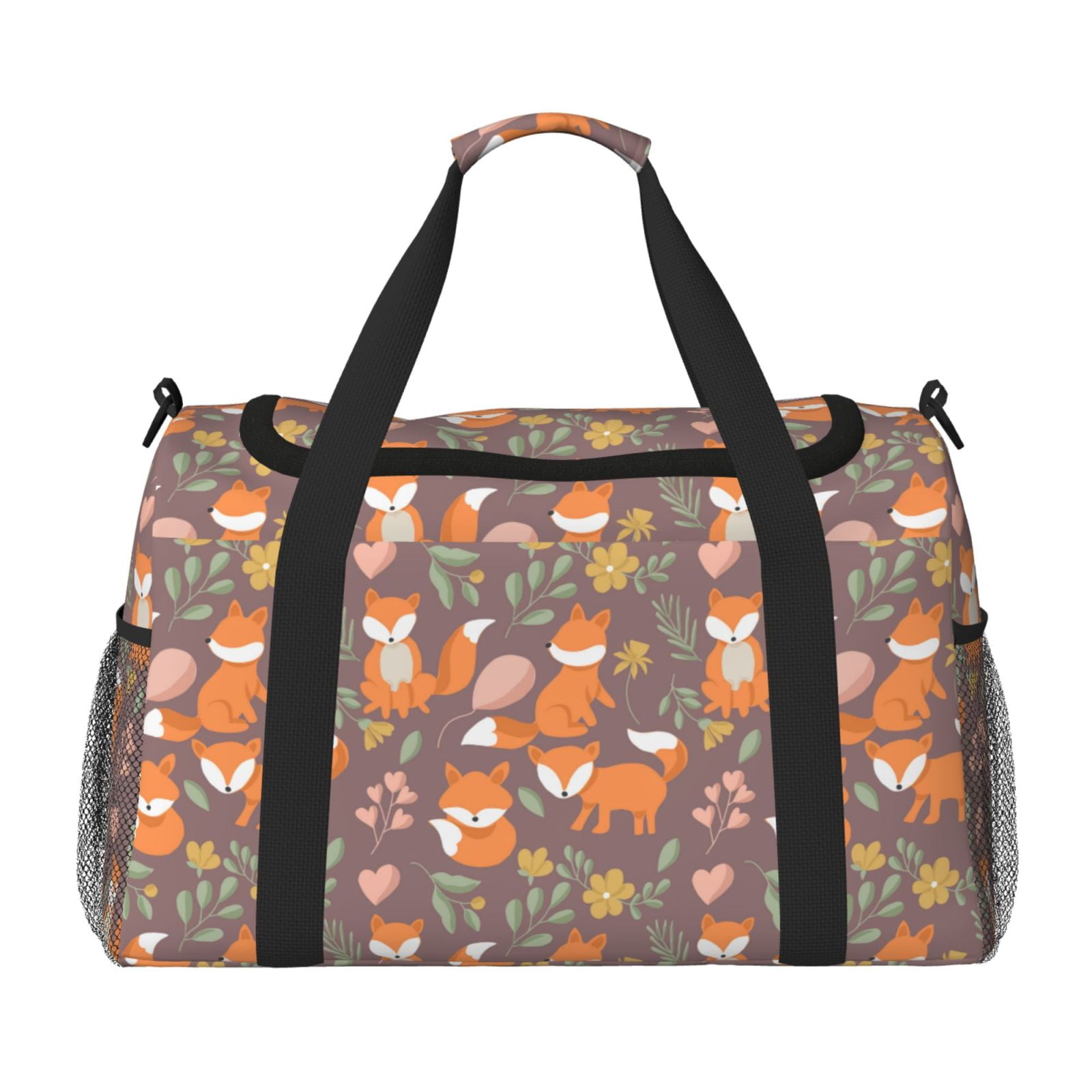 Fuzoiu Cute Little Fox Print Travel Duffle Bag,Carry On Tote Bags,Duffel Bag,Sport Gym Bag, Hospital Bag for Labor and Delivery, Overnight Bag,Luggage Bag