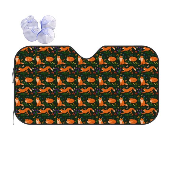 Fuzoiu Cute Little Foxes Print Car Windshield Sun Shade,Block Uv Rays Sunshade,Foldable Front Window Sun Visor Protector for Car,SUV,Truck-Keep Vehicle Cool-Cute Little Foxes
