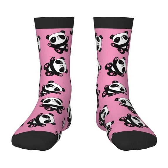 Fuzoiu Cute Panda Print Kids Socks For Boys Girls,Grip Crew Socks with Non Slip,Lightweight Stretch Crew Socks,Toddlers Crew Boot Socks