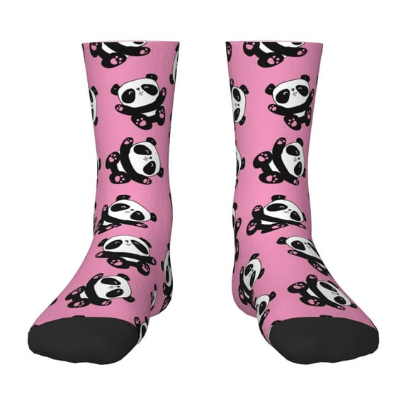 Fuzoiu Cute Panda Print Kids Socks For Boys Girls,Grip Crew Socks with Non Slip,Lightweight Stretch Crew Socks,Toddlers Crew Boot Socks