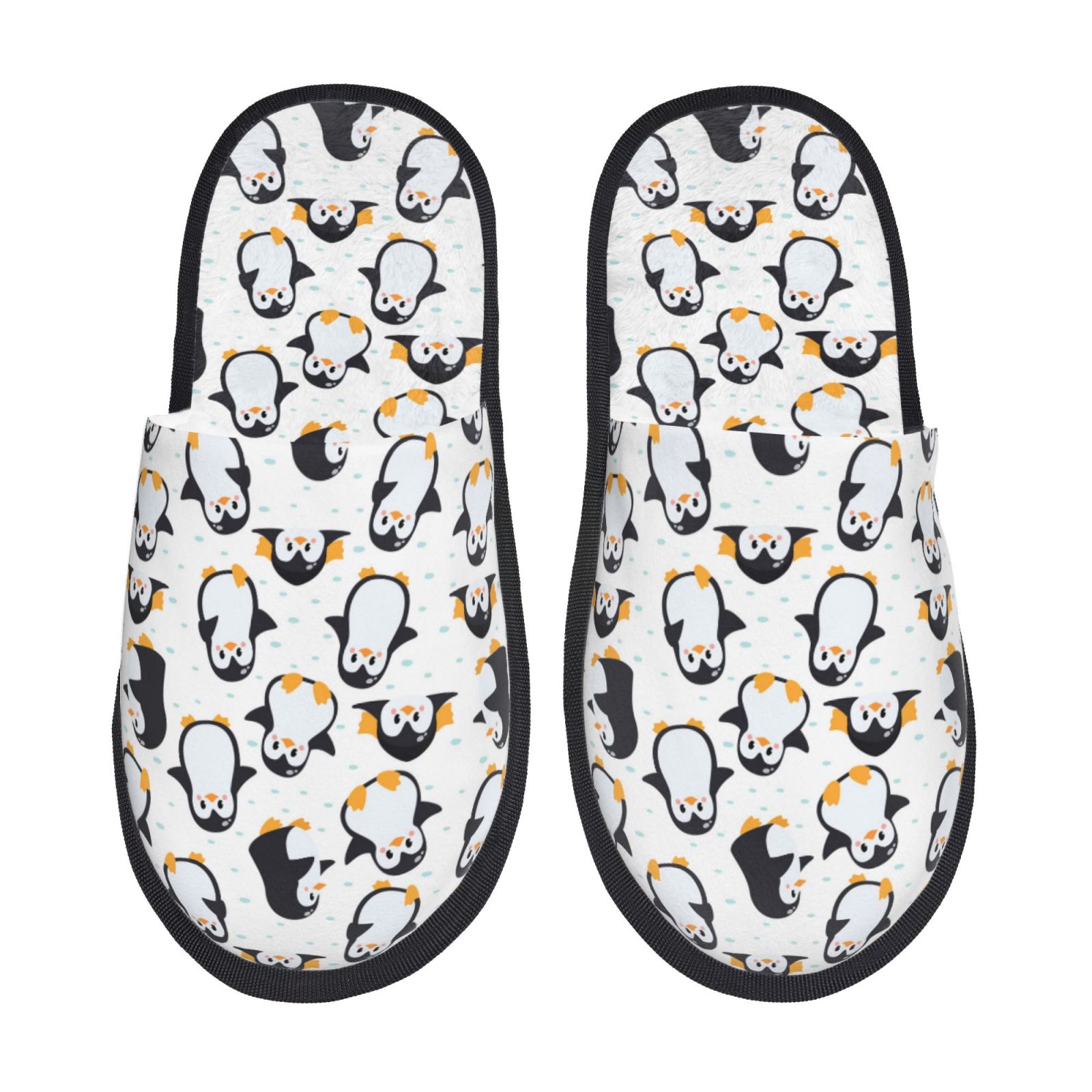 Fuzoiu Cute Penguins Print Unisex Furry Slippers,Plush Indoor Shoes ...