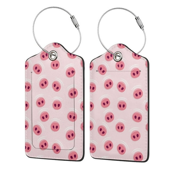 Fuzoiu Cute Pig Nose Print Premium Leather Luggage Tag,Travel Accessory,Luggage Tag for Suitcase Baggage Handbag Travel Bag,Name Card & Privacy Cover-1