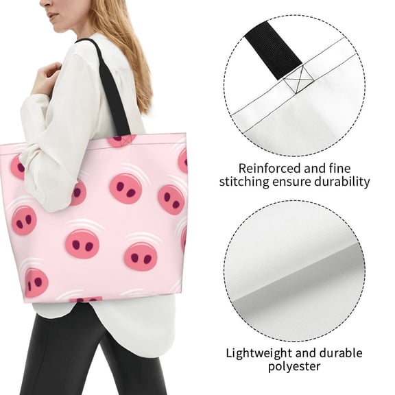 Fuzoiu Cute Pig Nose Print Tote Bags for Women,Shoulder Bag, Gym Tote,Top Handle Ladies Shoulder Bags for Work Beach Travel and Shopping Grocery