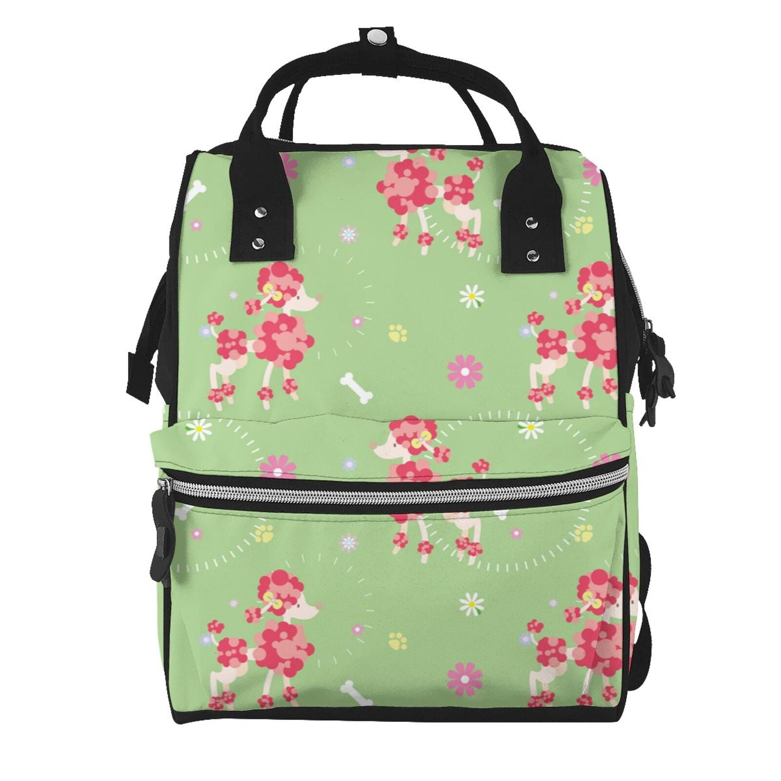 Fuzoiu Cute Poodle Dog Print Diaper Bag Backpack,Baby Essentials Travel Tote,Multi function Waterproof Diaper Bag, Travel Essentials Baby Bag - Unisex