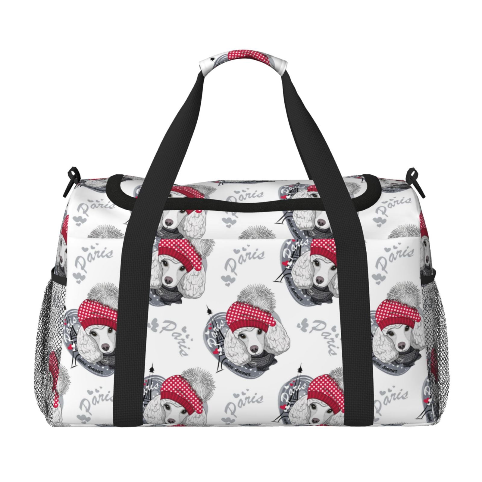 Fuzoiu Cute Poodle Dog Print Travel Duffle Bag,Carry On Tote Bags,Duffel Bag,Sport Gym Bag, Hospital Bag for Labor and Delivery, Overnight Bag,Luggage Bag