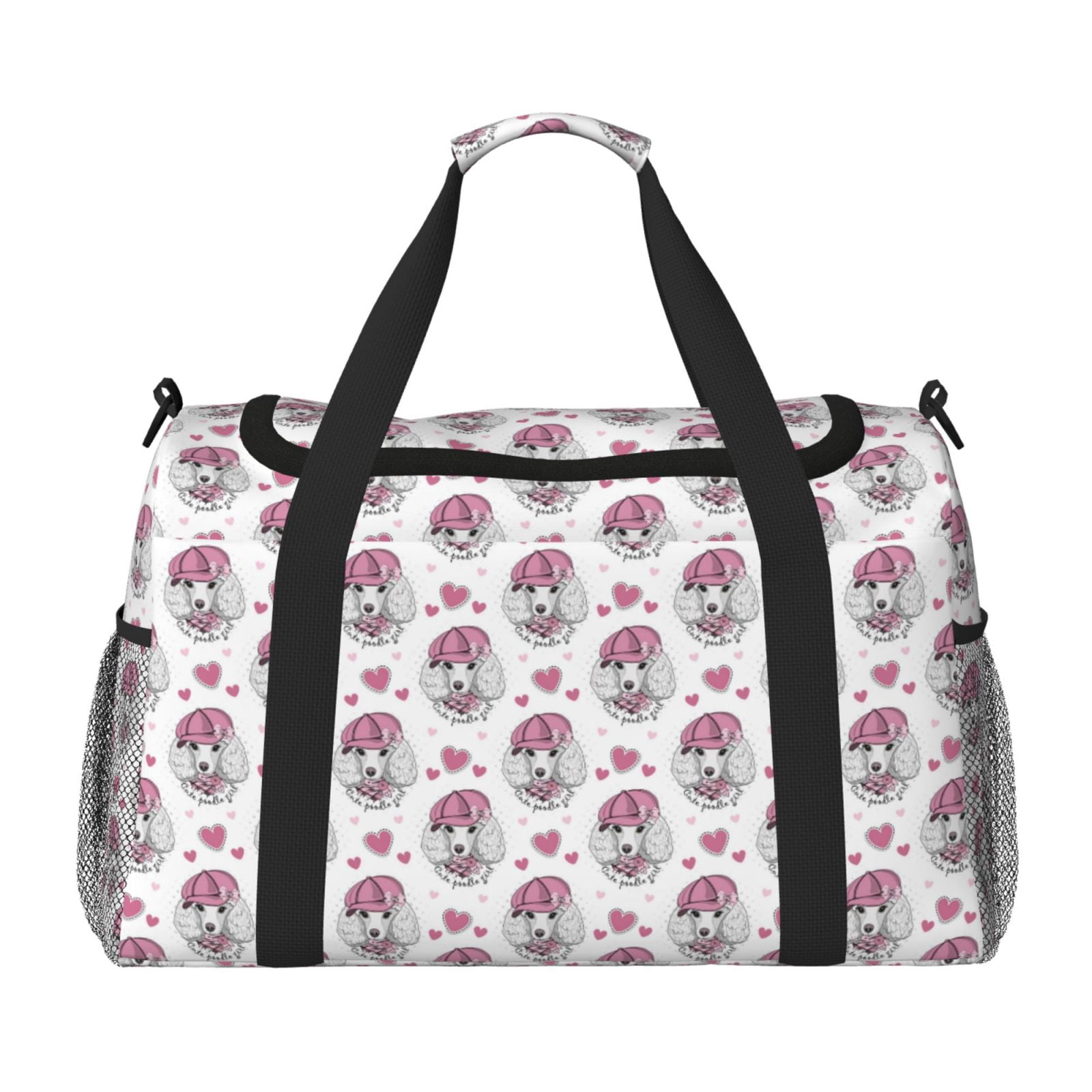 Fuzoiu Cute Poodle Dog Print Travel Duffle Bag,Carry On Tote Bags,Duffel Bag,Sport Gym Bag, Hospital Bag for Labor and Delivery, Overnight Bag,Luggage Bag