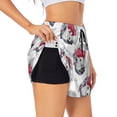 thumbnail image 1 of Fuzoiu Cute Poodle Dog Print Women's Athletic Shorts, Double-Layer Running Shorts with Pocket,Women's Workout Shorts for Yoga, Gym, and Workouts-Medium, 1 of 7