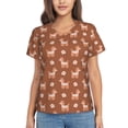 thumbnail image 1 of Fuzoiu Cute Poodle Dog Print Women's Classic V-Neck T-Shirt, Short Sleeve V Neck Tees for Casual Everyday Wear,Casual Fit Tee,Summer Fashion Tops-X-Large, 1 of 5