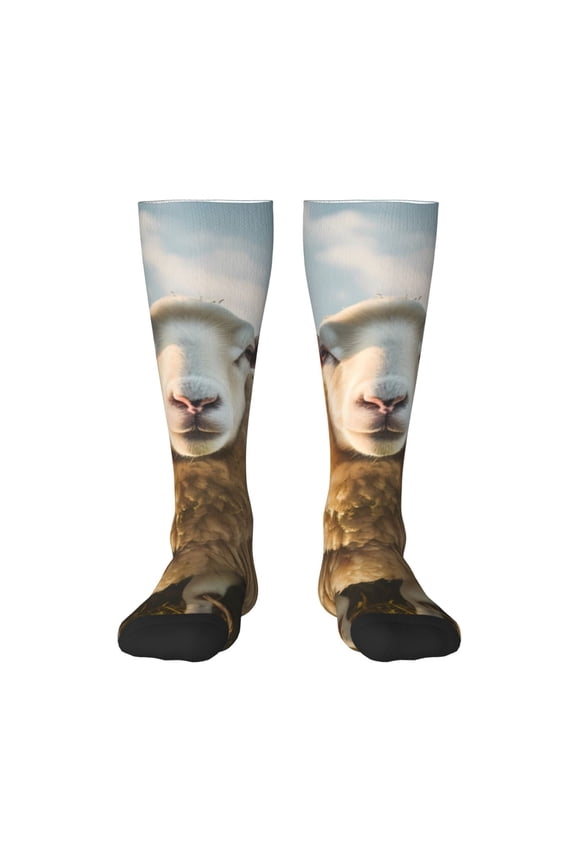 Cute Prairie Sheep Herd Print Adult Stockings,Crew Socks,Unisex Fashion Socks, Casual Sports Socks,Comfortable Crew Socks for Everyday Wear and Sports