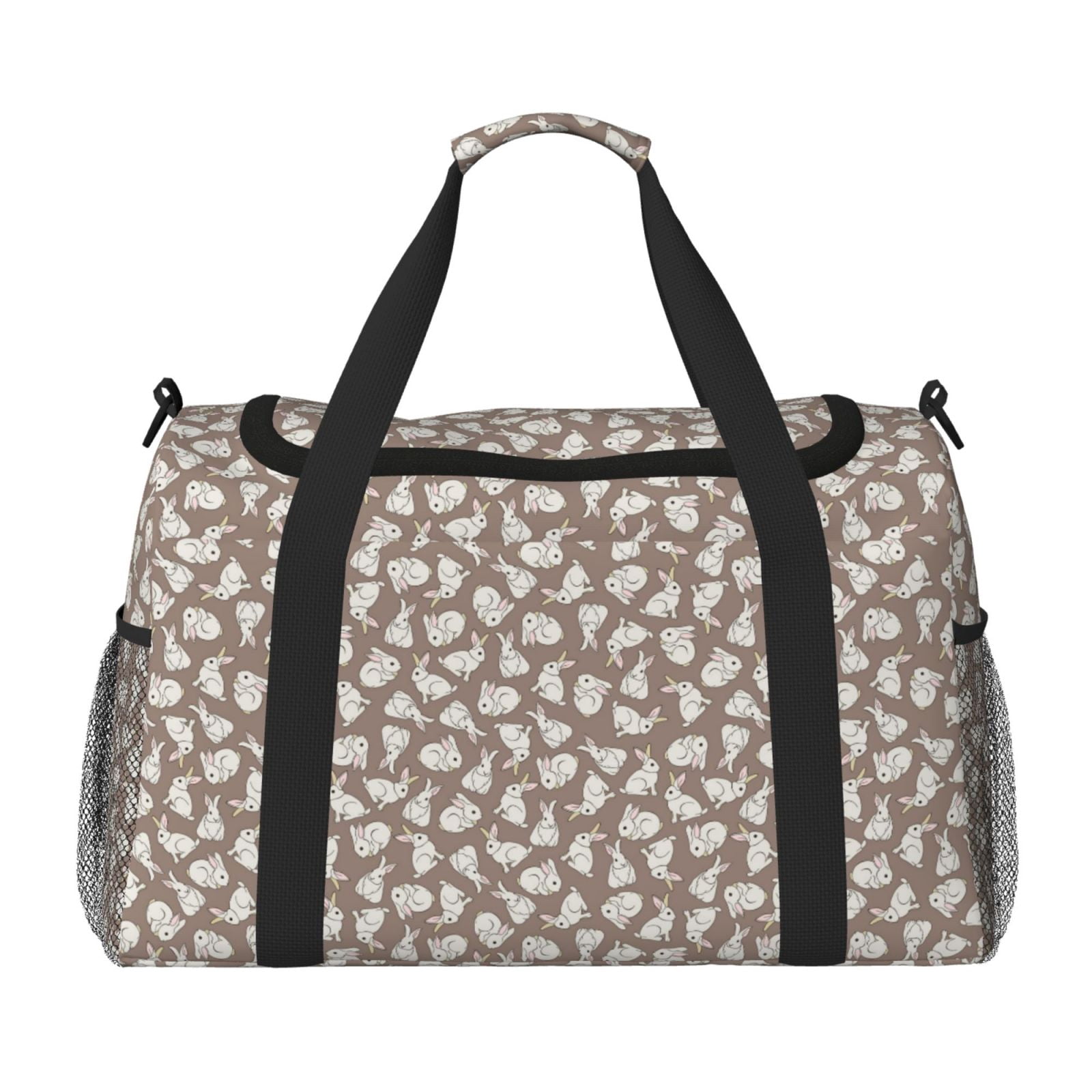 Fuzoiu Cute Rabbit Print Travel Duffle Bag,Carry On Tote Bags,Duffel Bag,Sport Gym Bag, Hospital Bag for Labor and Delivery, Overnight Bag,Luggage Bag