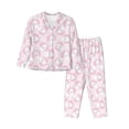thumbnail image 1 of Fuzoiu Cute Rabbit Print Women's Long-Sleeved Pajama,Lounge Button Down Nightwear,Womens Notch Collar Pajama Set-Large, 1 of 7