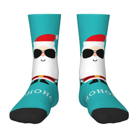 Fuzoiu Cute Santa Claus Print Kids Socks For Boys Girls,Grip Crew Socks with Non Slip,Lightweight Stretch Crew Socks,Toddlers Crew Boot Socks