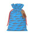 thumbnail image 1 of Fuzoiu Cute Shark Print Christmas Gift Bag,Burlap Gift Bag with Drawstring Closure & Hang Tag,Perfect for Holidays, Birthdays, and Special Occasions-Medium, 1 of 7