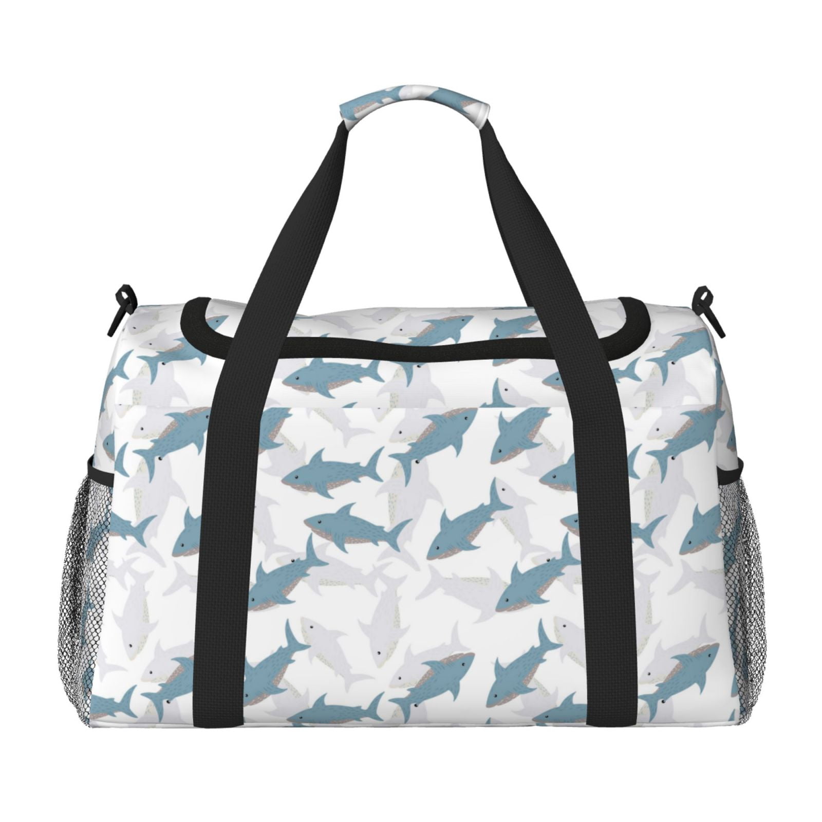 Fuzoiu Cute Shark Print Travel Duffle Bag,Carry On Tote Bags,Duffel Bag,Sport Gym Bag, Hospital Bag for Labor and Delivery, Overnight Bag,Luggage Bag