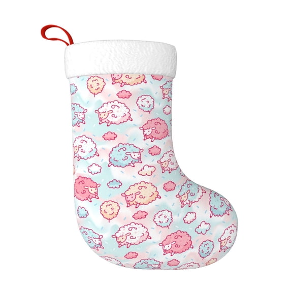 Fuzoiu Cute Sheep Print Christmas Stockings, Party Supplies & Kids Gifts,Big Xmas Stockings Decoration for Family Decorations Hanging Ornament for Xmas Holiday Party