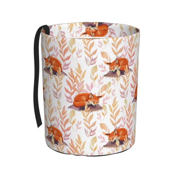 Fuzoiu Cute Sleepy Fox Print Car Trash Can,Leakproof Car Trash Can,Hanging Garbage Bin,Vehicle Trash Can, Suitable for Sedans, SUVs, MPVs & Trucks