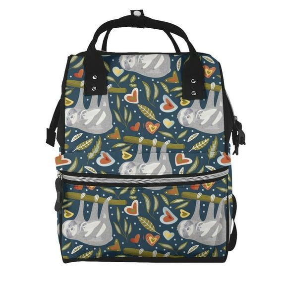Fuzoiu Cute Sloth Print Diaper Bag Backpack,Baby Essentials Travel Tote,Multi function Waterproof Diaper Bag, Travel Essentials Baby Bag - Unisex
