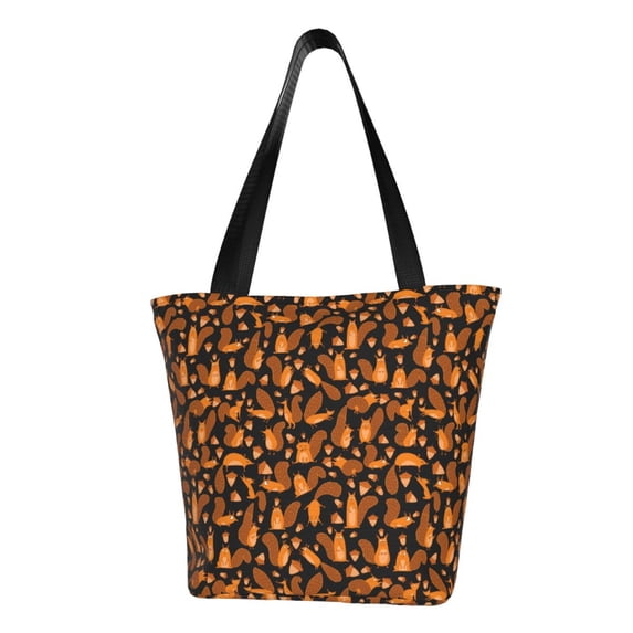 Fuzoiu Cute Squirrel Print Large Capacity Shoulder Bag for Women,Large Capacity Office Purse,Laptop Tote Bag,Casual Everyday Tote for Work Beach Travel and Shopping Grocery