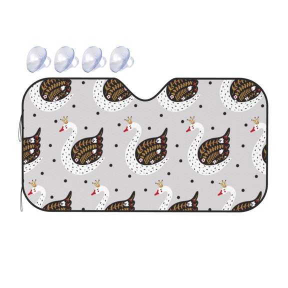 Fuzoiu Cute Swan Print Car Windshield Sunshade,Foldable Reflective Sun Visor,Windshield Sun Shade,UV Rays Sun Visor Shade,Auto Front Sun Shield Shade-Small
