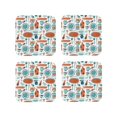 thumbnail image 1 of Fuzoiu Cute Tableware Print Leather Coasters Set,Drink Coasters Set of 4,for Tabletop Protection, Durable PVC Coasters,Home Décor and Housewarming Gift-Square, 1 of 6