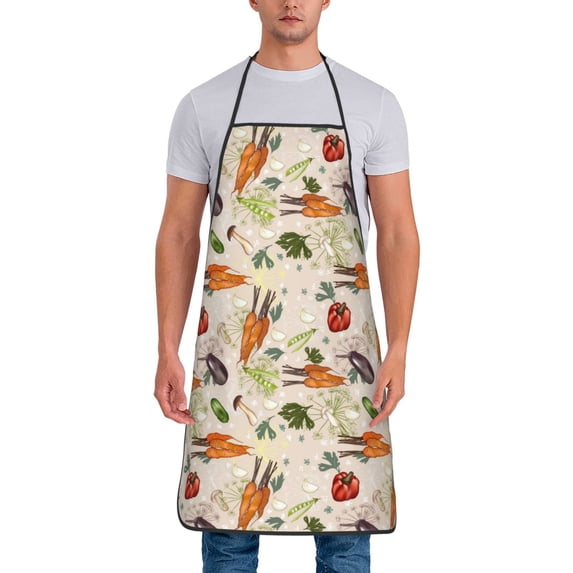 Fuzoiu Cute Vegetables Print Waterproof Apron, Kitchen Apron for Women Men Chef, Apron for Christmas Dinner Party Cooking Baking Crafting House Cleaning Kitchen