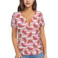 thumbnail image 1 of Fuzoiu Cute Watermelon Print Women's V-Neck T-Shirt,Women's Short Sleeve Top, Comfortable for Work, Leisure, and Sports, 1 of 7