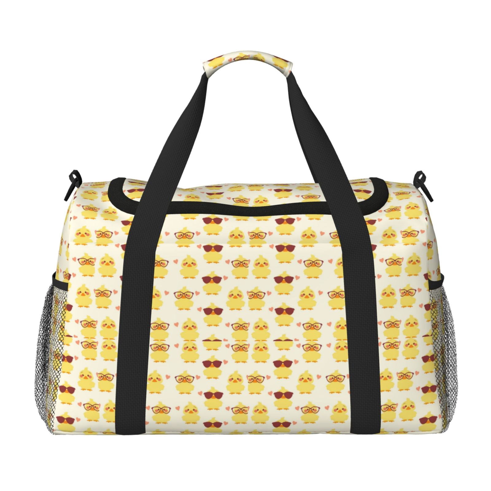 Fuzoiu Cute Yellow Duck Print Travel Duffle Bag,Carry On Tote Bags,Duffel Bag,Sport Gym Bag, Hospital Bag for Labor and Delivery, Overnight Bag,Luggage Bag