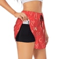 thumbnail image 1 of Fuzoiu Cute love heart Print Women's Athletic Shorts, Double-Layer Running Shorts with Pocket,Women's Workout Shorts for Yoga, Gym, and Workouts-Small, 1 of 7