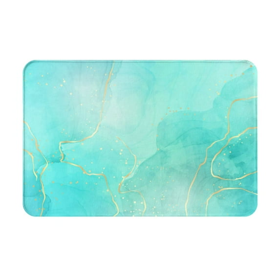 Fuzoiu Cyan Mint Marble Print Door Mat Outdoor Indoor Welcome Mats, Front Doormat,Flannel Non Slip Durable Entrance Rugs for Front Door, Inside Outside Entry, Porch, Resist Dirt,16x24in