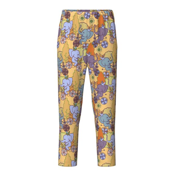 Fuzoiu Cycling Elephant On Bicycle In Park Print Teenagers' Pajama Pants,Lounge Pants with Elastic Waistband and Pockets,Long Pajama Pants for Boys and Girls-XS(5-6)