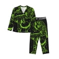 thumbnail image 1 of Fuzoiu DINOSAUR IN SPACE Print Women's Long-Sleeved Pajama,Lounge Button Down Nightwear,Womens Notch Collar Pajama Set-Small, 1 of 7