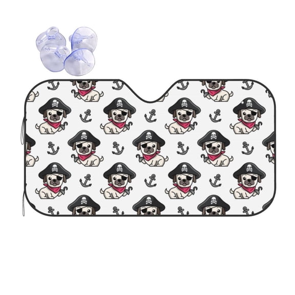 Fuzoiu DOG IS WEARING PIRATE COSTUME Print Car Windshield Sun Shade,Block Uv Rays Sunshade,Foldable Front Window Sun Visor Protector for Car,SUV,Truck-Keep Vehicle Cool-DOG IS WEARING PIRATE COSTUME