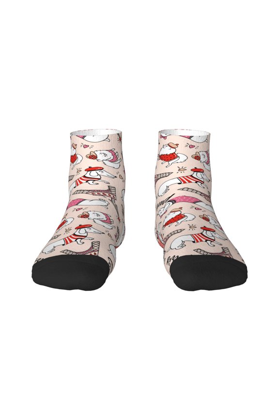 Dachshund And Eiffel Tower Print Adult Socks, Crew Moisture-wicking Socks, Unisex Cushion Crew Socks,Casual Sports Ankle Socks