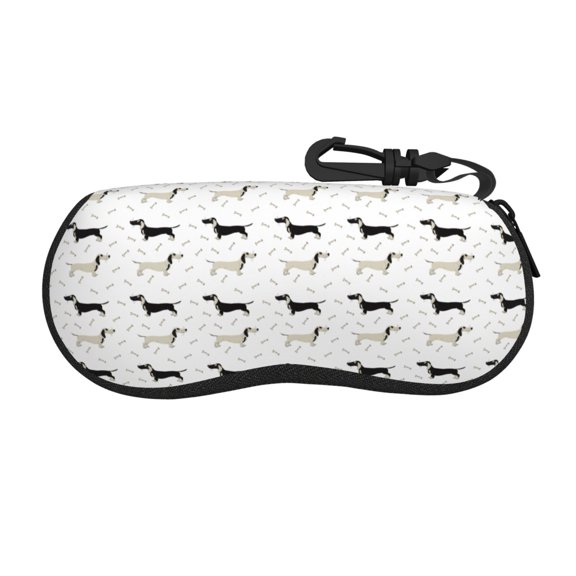 Fuzoiu Dachshund Dog Print Neoprene Eyeglass Case,Portable Glasses Cases for Men Women,Soft Sunglasses Pouch