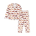 thumbnail image 1 of Fuzoiu Dachshund Walking Print Women's Long-Sleeved Pajama,Lounge Button Down Nightwear,Womens Notch Collar Pajama Set-Large, 1 of 7