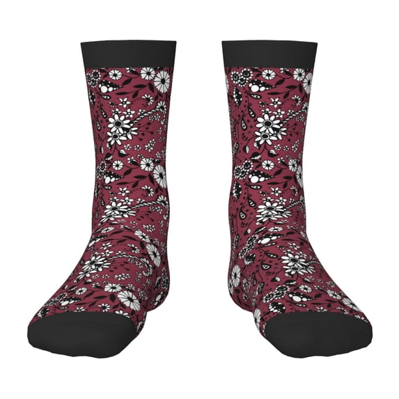 Fuzoiu Daisies Flowers Print Kids Socks For Boys Girls,Grip Crew Socks with Non Slip,Lightweight Stretch Crew Socks,Toddlers Crew Boot Socks