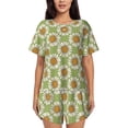 thumbnail image 1 of Fuzoiu Daisies Flowers Print Women's Short-Sleeved Pajama Set,Lounge Sleepwear Set,Womens Pajama Sets 2 Piece,Button-Up Top and Shorts with Pockets-XX-Large, 1 of 7