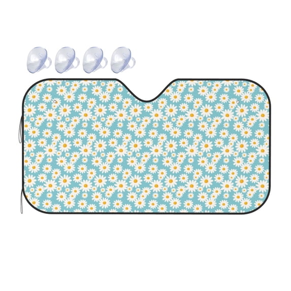 Fuzoiu Daisy Floral A Print Car Windshield Sunshade,Foldable Reflective Sun Visor,Windshield Sun Shade,UV Rays Sun Visor Shade,Auto Front Sun Shield Shade-Medium
