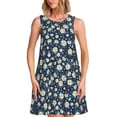thumbnail image 1 of Fuzoiu Daisy Floral B Print Women's Sleeveless Dress,Summer Dresses for Women,Casual Sundresses,Beach Sleeveless T-shirt Swing Dress with Pockets, 1 of 7
