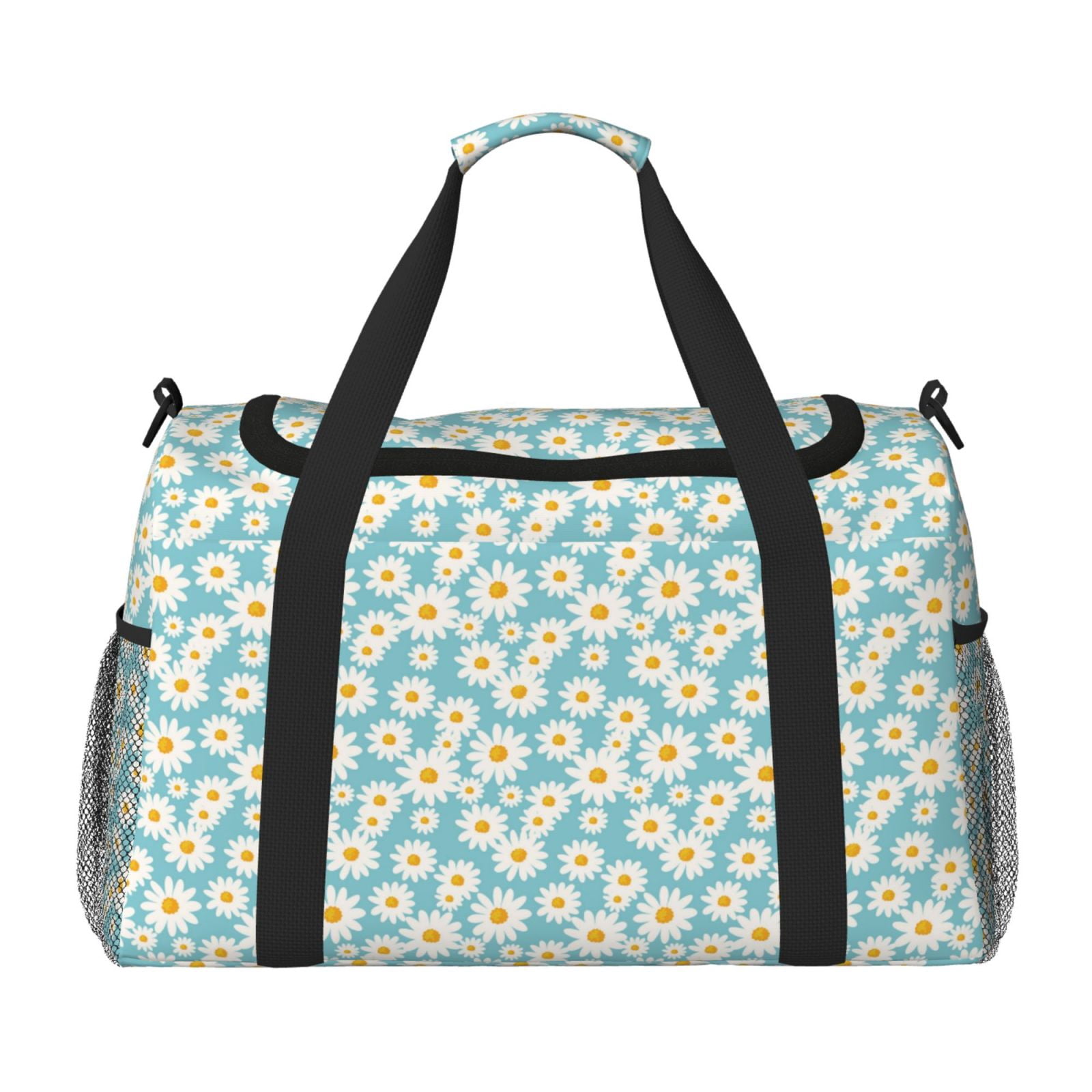Fuzoiu Daisy Floral A Print Travel Duffle Bag,Carry On Tote Bags,Duffel Bag,Sport Gym Bag, Hospital Bag for Labor and Delivery, Overnight Bag,Luggage Bag