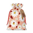 thumbnail image 1 of Fuzoiu Daisy and Ladybug Print Christmas Gift Bag,Burlap Gift Bag with Drawstring Closure & Hang Tag,Perfect for Holidays, Birthdays, and Special Occasions-Small, 1 of 7