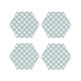 thumbnail image 1 of Fuzoiu Daisy Plaid Blue Print Leather Coasters Set,Drink Coasters Set of 4,for Tabletop Protection, Durable PVC Coasters,Home Décor and Housewarming Gift-Hexagon, 1 of 6