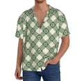 thumbnail image 1 of Fuzoiu Daisy Plaid Green Print Men's Casual Short,Men's Short Sleeve Shirt,Mens Casual Button Down Shirts,Cuban Collar Summer Shirt for Beach, Vacation, and Outdoor Activities-XX-Large, 1 of 5