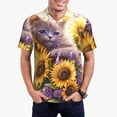 thumbnail image 1 of Fuzoiu Daisy Sunflower Lazy Cat Print Men's Polo Shirts Short Sleeve,Golf Shirts for Men,Mens Golf Shirt Moisture Wicking Quick-Dry-3X-Large, 1 of 6