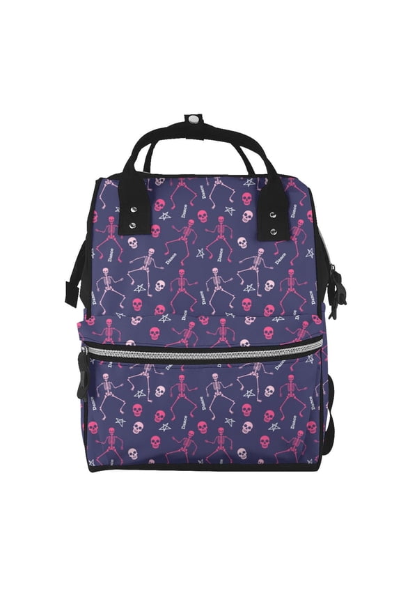 Dance Skull Star Print Diaper Bag Backpack,Baby Essentials Travel Tote,Multi function Waterproof Diaper Bag, Travel Essentials Baby Bag - Unisex