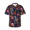 thumbnail image 1 of Fuzoiu Dancing Skeletons Floral Garden Print Hawaiian Shirt for Men, Summer Beach Casual Short Sleeve Button Down Shirts, Men’s Beach Summer Shirts with Pocket,X-Large, 1 of 7