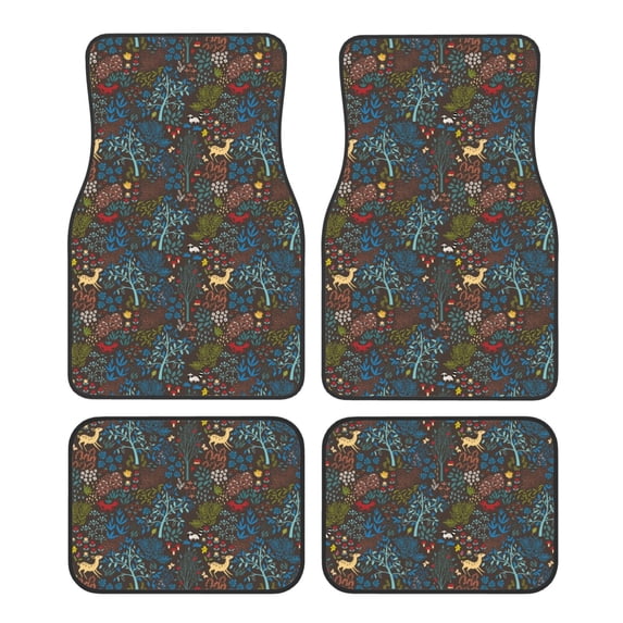 Fuzoiu Deers In The Forest 1 Print Carpet Floor Mats for Car,Car Foot Mat Set,Universal Fit 4 Piece Mat Pad Set,Fits Most Cars Trucks Vans Sedans SUV Auto Carpet Mat Se