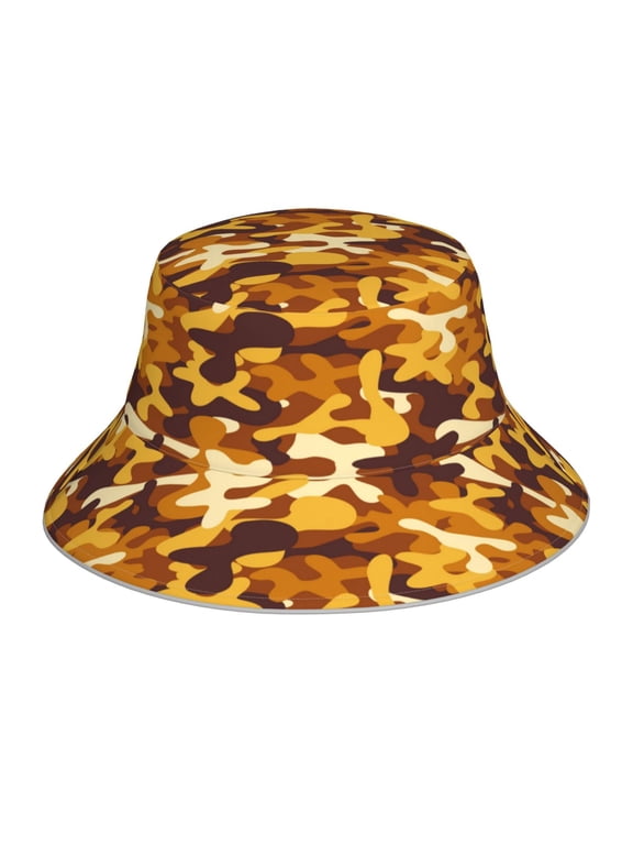 Desert Camouflage Print Reflective Bucket Hat,Outdoor Hat for Men and Women,Bucket Hat for Travel Fishing Hunting Summer Camp